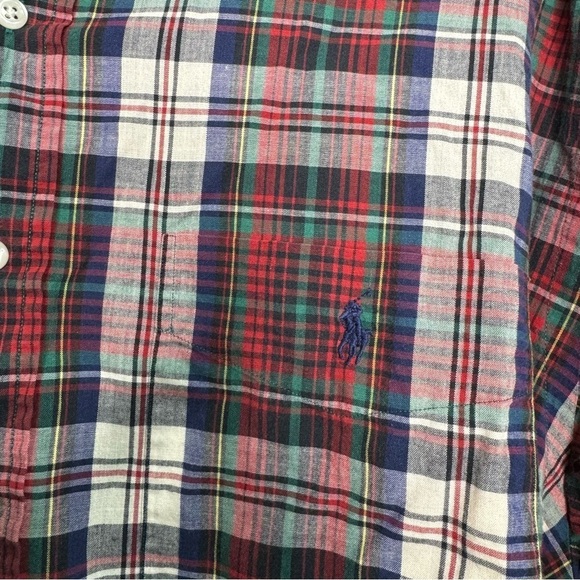 RALPH LAUREN Red Checked Cotton Button Down shaket flannel - Picture 6 of 7